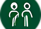 Two elderly icons, one using a cane