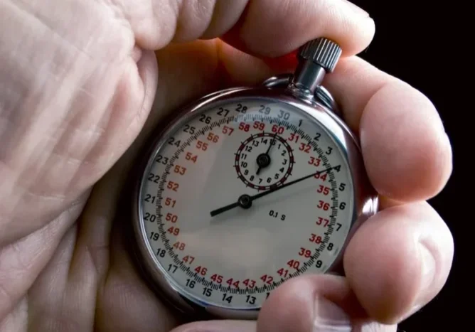 Close-up of a hand with stopwatch