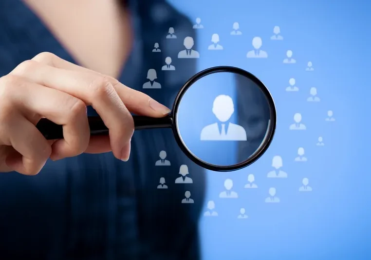 Person search concept with magnifying glass